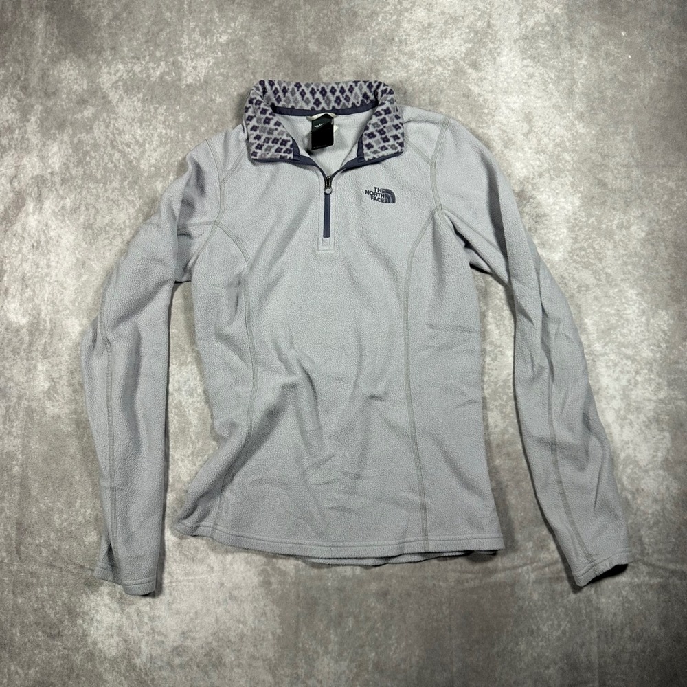 The North Face Gray Fleece 1/4 Zip Pullover Diamond Collar Jacket Women S Sporty